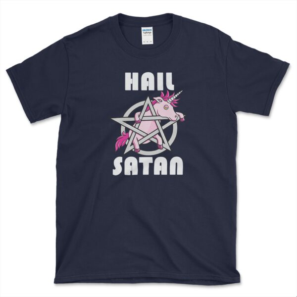 Hail Satan T-Shirt by Left Arrow Tees Navy