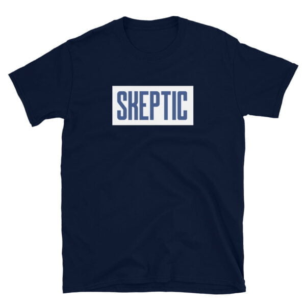 Skeptic Atheist Agnostic T-Shirt by Left Arrow Tees Navy