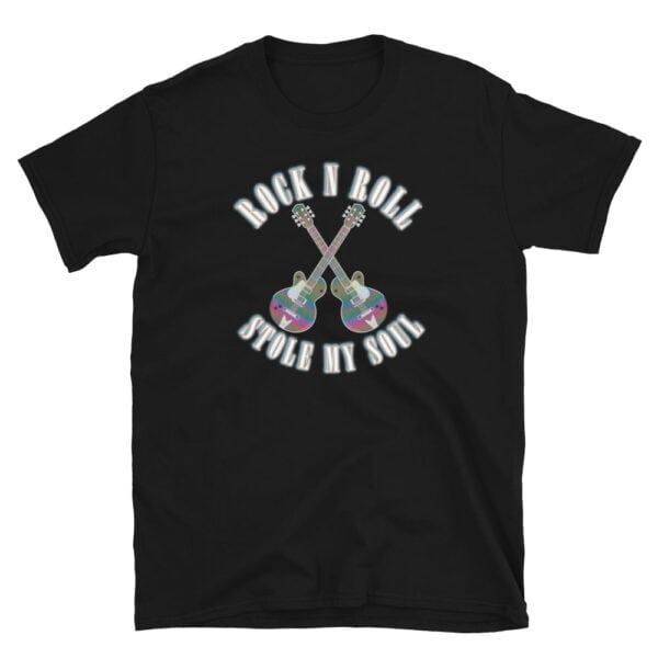 Rock n Roll Guitar T-Shirt by Left Arrow Tees Black