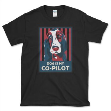 Dog Is My Co-Pilot T-Shirt by Left Arrow Tees Black