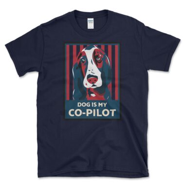 Dog Is My Co-Pilot T-Shirt by Left Arrow Tees Navy