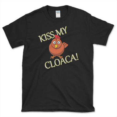 Funny Chickens Cloaca T-shirt Black by Left Arrow Tees