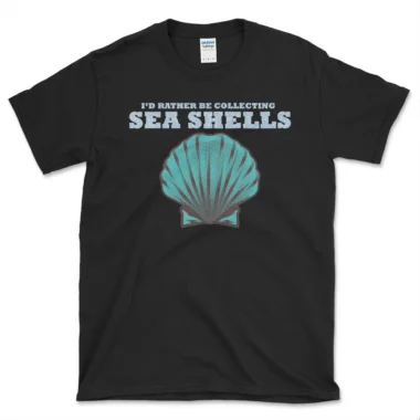Conchologist's Sea Shell collection T-shirt Black by Left Arrow Tees