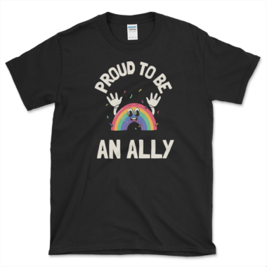 Proud LGBTQ ALLY T-shirt Black by Left Arrow Tees