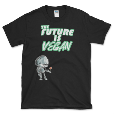 Vegan Robot T-shirt By Black by Left Arrow Tees