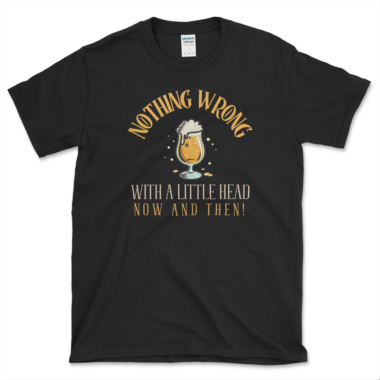 Head On A Beer Pint T-shirt Black by Left Arrow Tees
