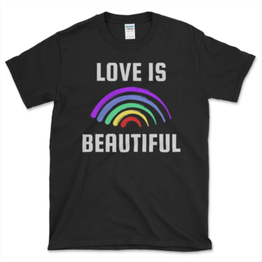Rainbow Love T-shirt Black by Left Arrow Tees