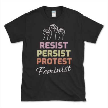 Feminist Fist T-shirt Black by Left Arrow Tees
