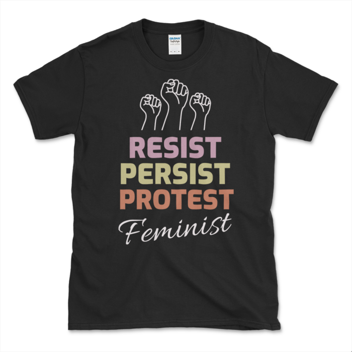 Feminist Fist T-shirt Black by Left Arrow Tees
