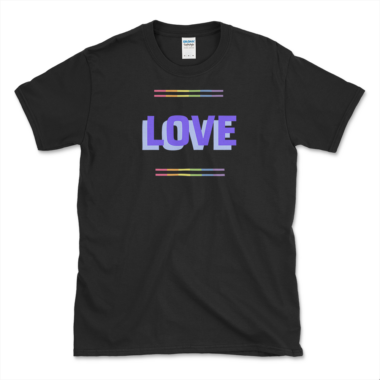 unisex-basic-softstyle-t-shirt-black-front-64879850c2cf7.png Love Gay Pride T-shirt Black by Left Arrow Tees