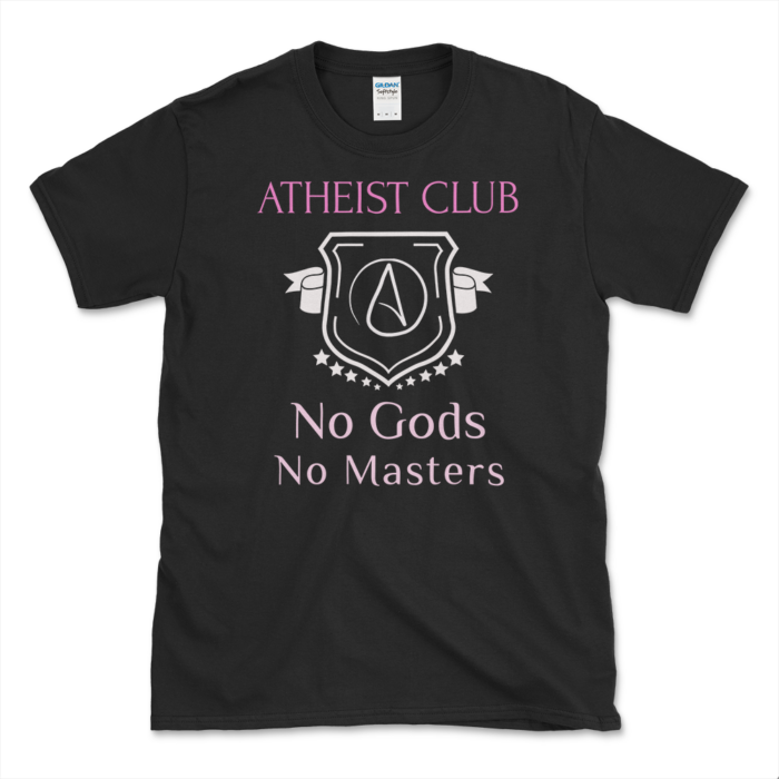 Atheist Club Member T-shirt Black by Left Arrow Tees