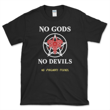 Atheism Quote T-shirt Black by Left Arrow Tees