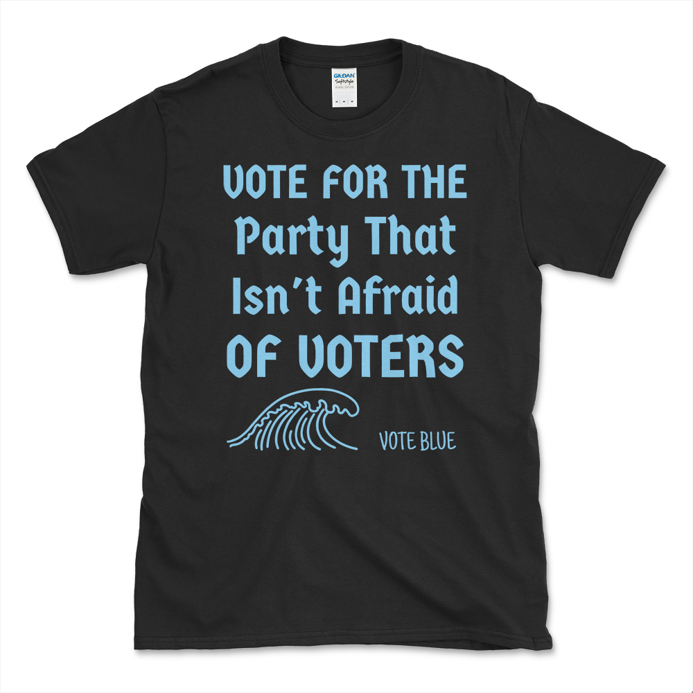 Vote For Democrats T-shirt Black by Left Arrow Tees