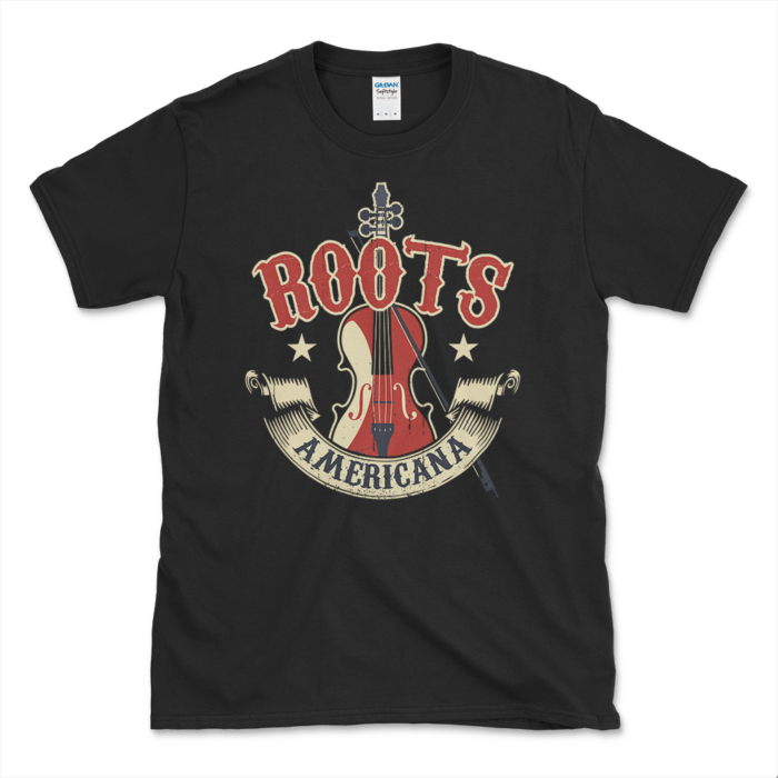 Americana Roots Music T-shirt Black by Left Arrow Tees
