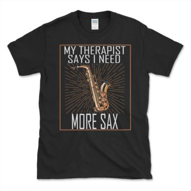 More Sax T-shirt Black by Left Arrow Tees