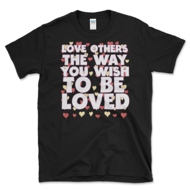 unisex-basic-softstyle-t-shirt-black-front-6488e7cc78069.png Golden Rule Love T-shirt Black by Left Arrow Tees