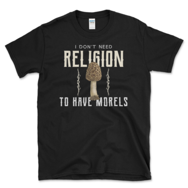 Anti-Religion Morel Mushroom T-shirt Black by Left Arrow Tees