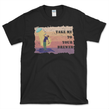 Beer Drinker's Alien Abduction T-shirt Black by Left Arrow Tees