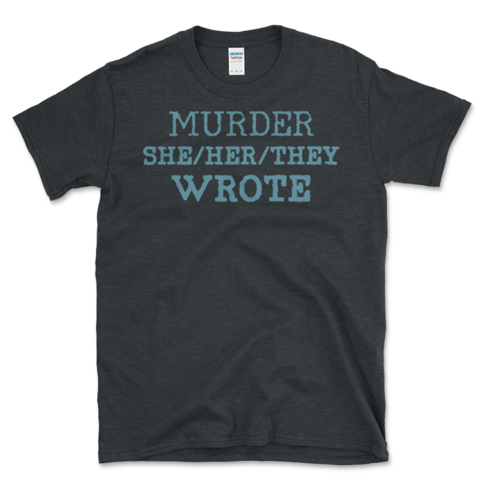 True Crime Pronouns t-shirt Dark Heather by Left Arrow Tees