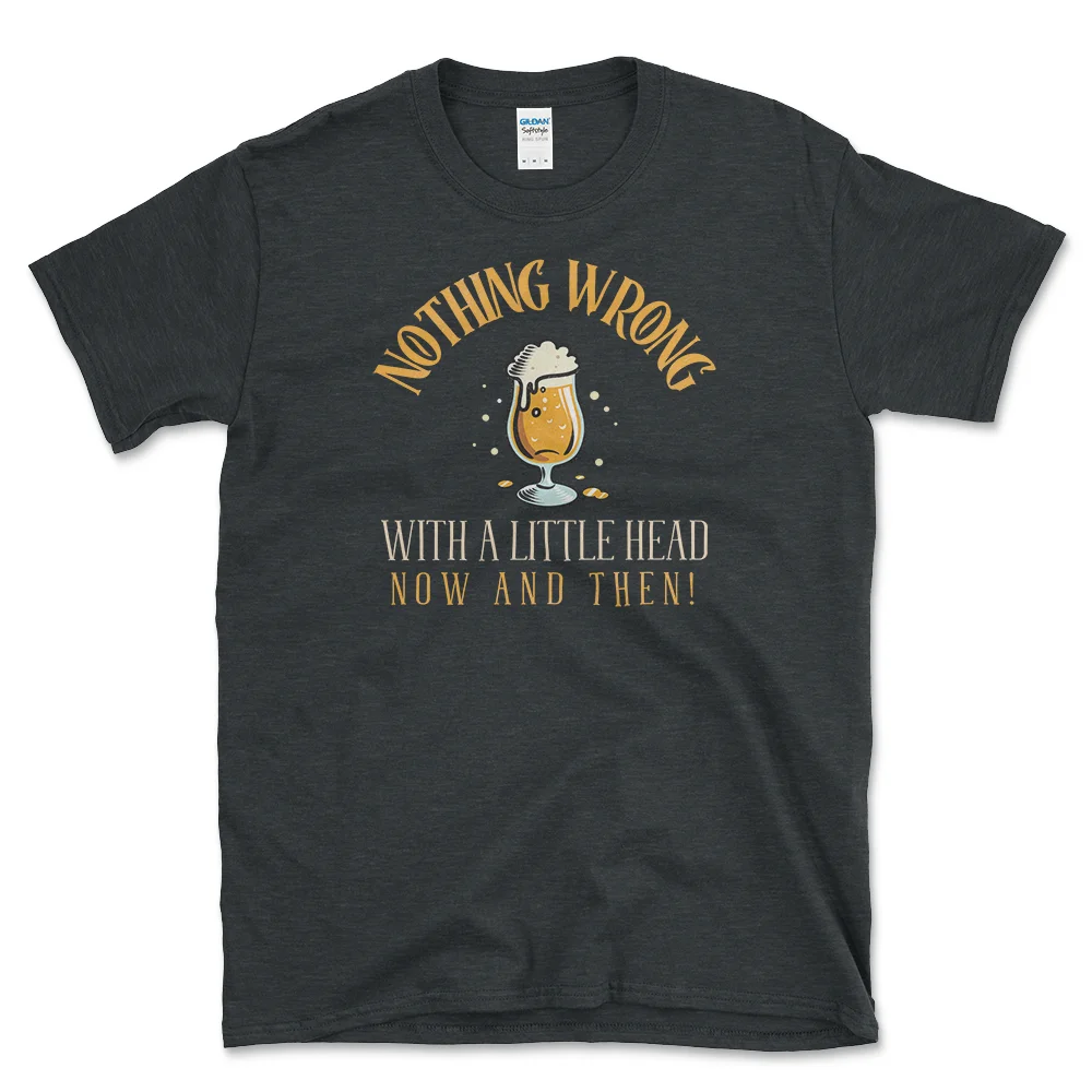 Head On A Beer Pint T-shirt Dark Heather by Left Arrow Tees