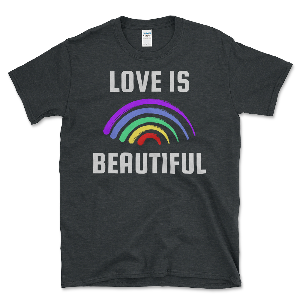 Rainbow Love T-shirt Dark Heather by LEft Arrow Tees