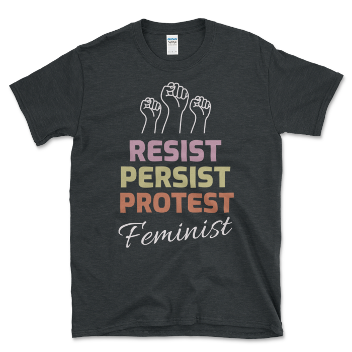 Feminist Fist T-shirt Dark Heather by Left Arrow Tees