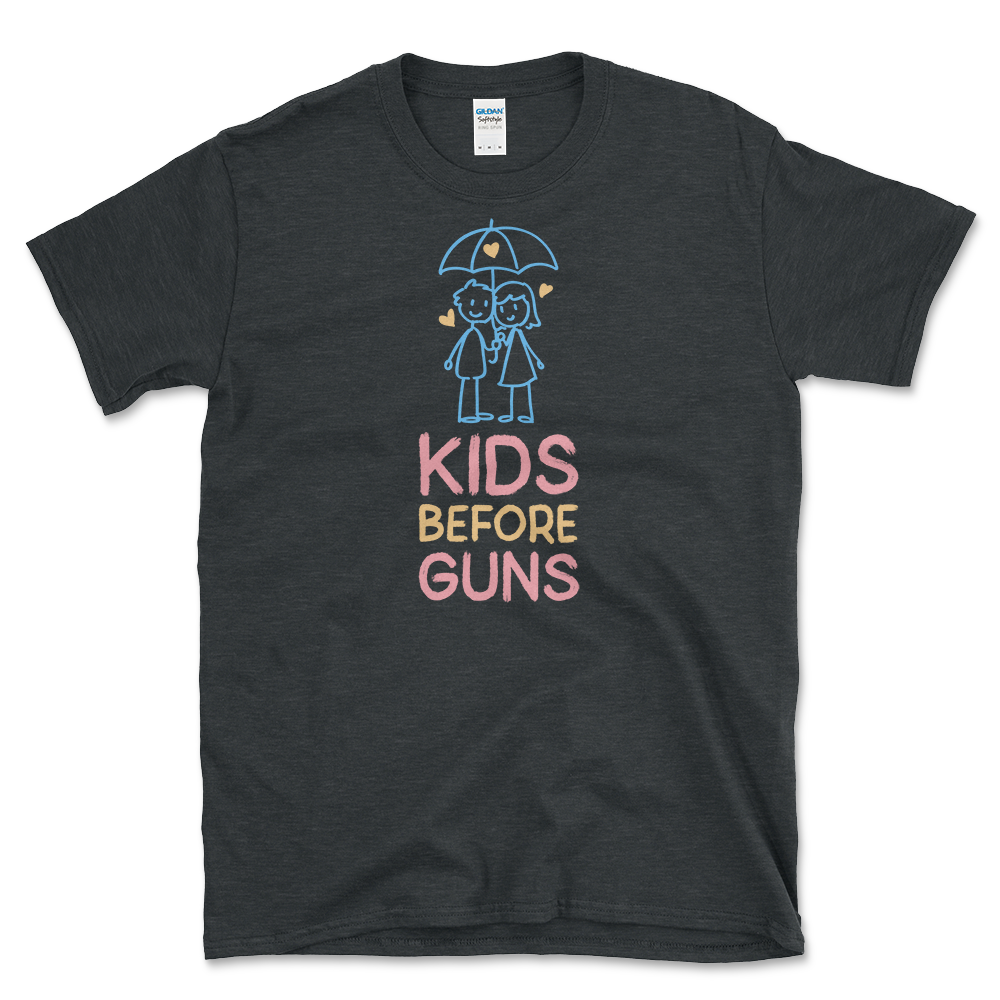 Protect Kids From Guns T-shirt Dark Heather by Left Arrow Tees