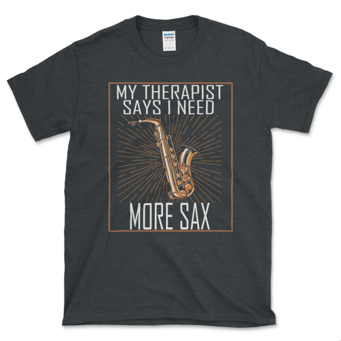 More Sax T-shirt Dark Heather by Left Arrow Tees