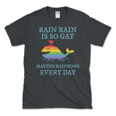 Gay Whale T-Shirt Dark Heather by Left Arrow Tees