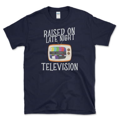 unisex-basic-softstyle-t-shirt-navy-front-64871f7242d48.png Night Owl Watching T.V. T-shirt Navy by Left Arrow Tees