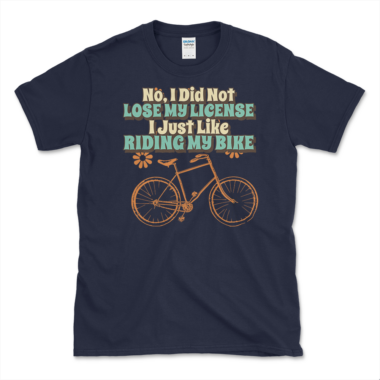 unisex-basic-softstyle-t-shirt-navy-front-648722559fe04.png Funny DUI Bicycle Riders T-shirt Navy by Left Arrow Tees