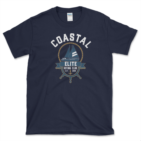 Liberals Living On The Coast T-shirt Navy by Left Arrow Tees