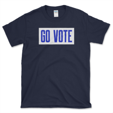 unisex-basic-softstyle-t-shirt-navy-front-64876a29cc593.png Voter Registration T-shirt Navy by Left Arrow Tees