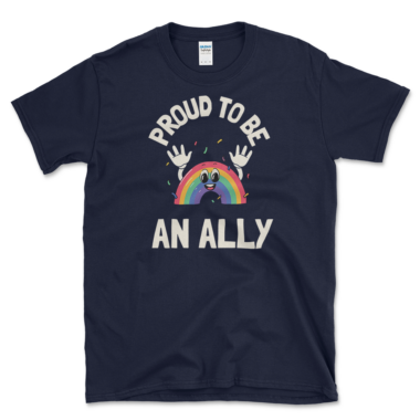 Proud LGBTQ ALLY T-shirt Navy by Left Arrow Tees