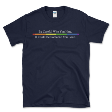 unisex-basic-softstyle-t-shirt-navy-front-648770db531f4.png Gay Family Member Ally T-shirt Navy by Left Arrow Tees