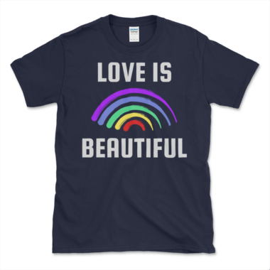 unisex-basic-softstyle-t-shirt-navy-front-6487903ec9807.png Rainbow Love T-shirt Navy by Left Arrow Tees