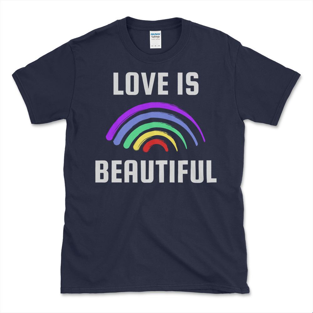 Rainbow Love T-shirt Navy by Left Arrow Tees
