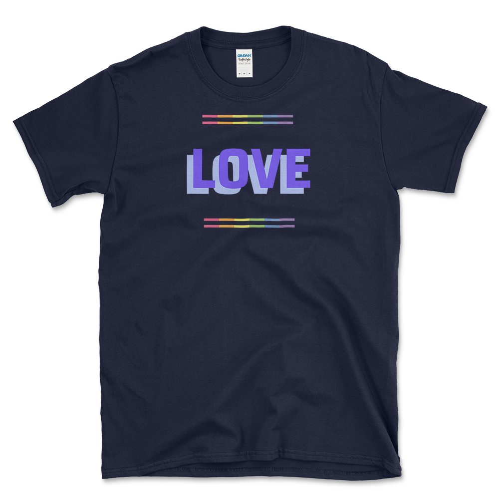 Love Gay Pride T-shirt Navy by Left Arrow Tees