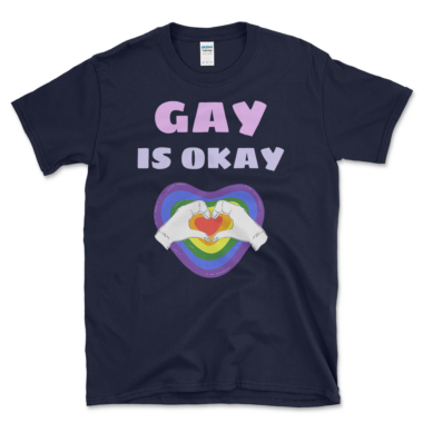 unisex-basic-softstyle-t-shirt-navy-front-6487988fc2758.png LGBTQ Acceptance T-shirt Navy by Left Arrow Tees