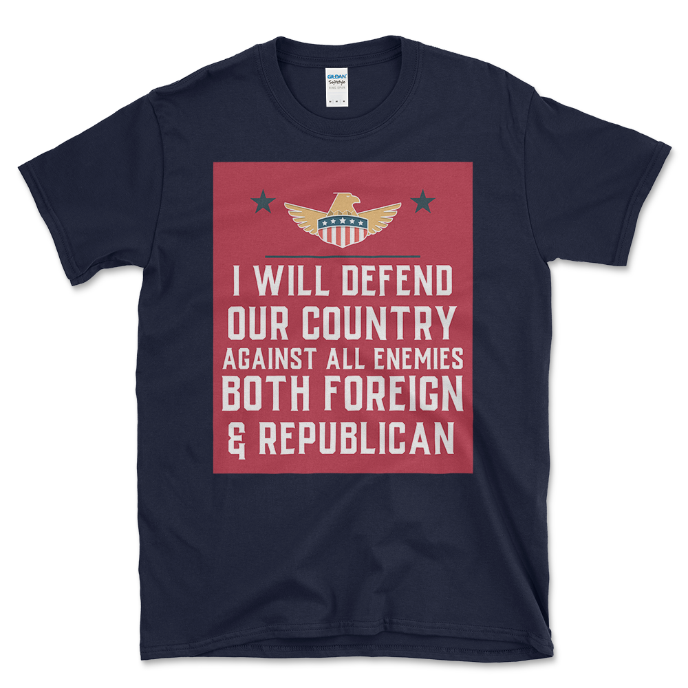 Against Republicans T-shirt Navy by Left Arrow Tees