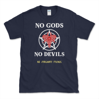 Atheism Quote T-shirt Navy by Left Arrow Tees