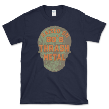 Thrash Metal Skull T-shirt Navy by Left Arrow Tees