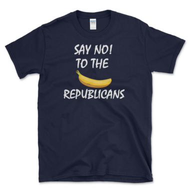 unisex-basic-softstyle-t-shirt-navy-front-6489bc68824a6.png Banana Republican T-shirt Navy By Left Arrow Tees