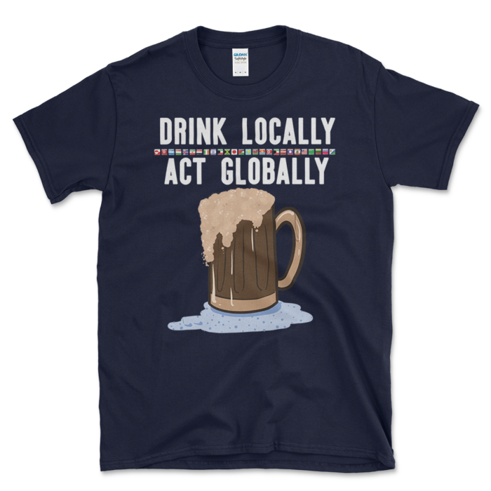 Global Citizen's Beer T-shirt Navy by Left Arrow Tees