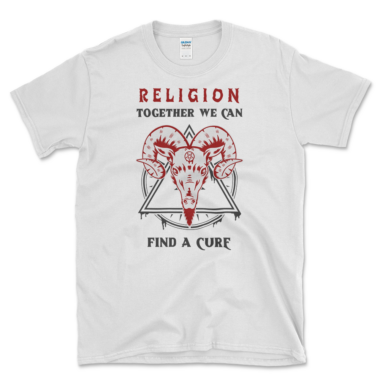 Find A Cure For Religion T-shirt White by Left Arrow Tees