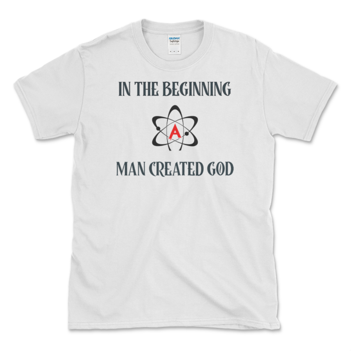 Man Created God T-shirt White by Left Arrow Tees