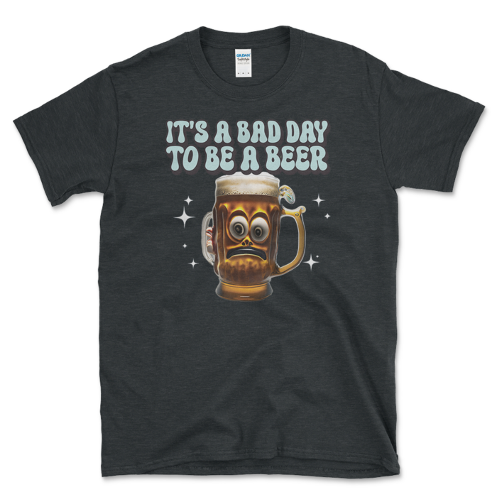 Funny Scared Beer T-shirt Dark Heather by Left Arrow Tees