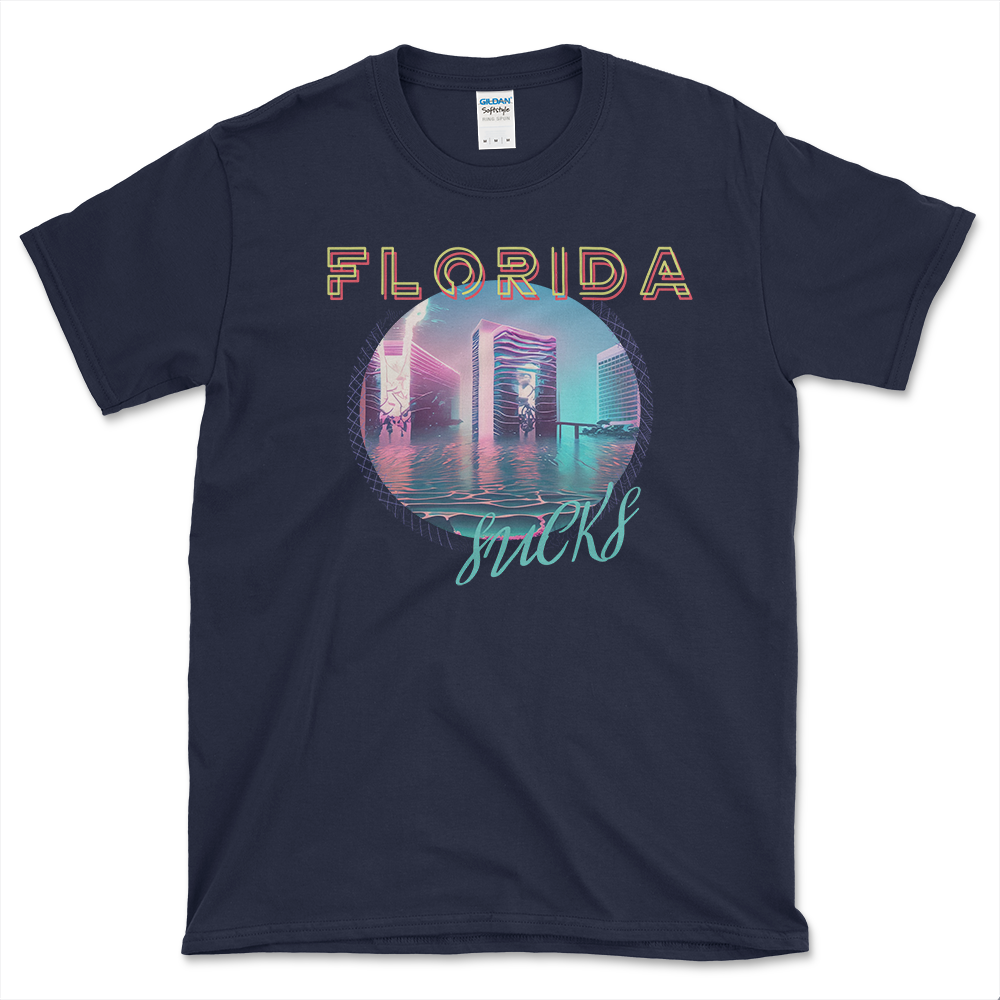 Anti Florida T-shirt Navy by Left Arrow Tees