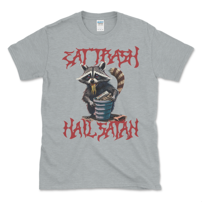 Raccoon Trash Panda T shirt sport grey by Left Arrow Tees