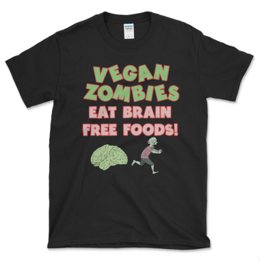Funny Vegan Zombie Joke T-shirt Black by Left Arrow Tees